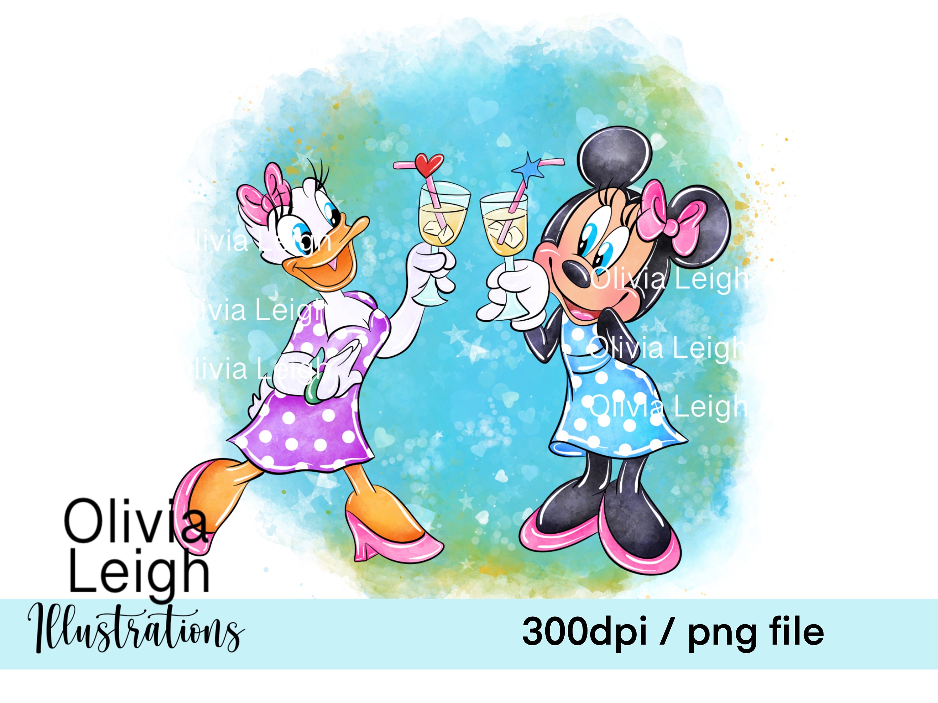 Cute Minnie Mouse and Daisy Duck Birthday Clipart Sublimation PNG Files ...
