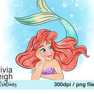 Principessa Ariel Clipart carino PNG Files DOWNLOAD DIGITALE Stampa a sublimazione stampabile