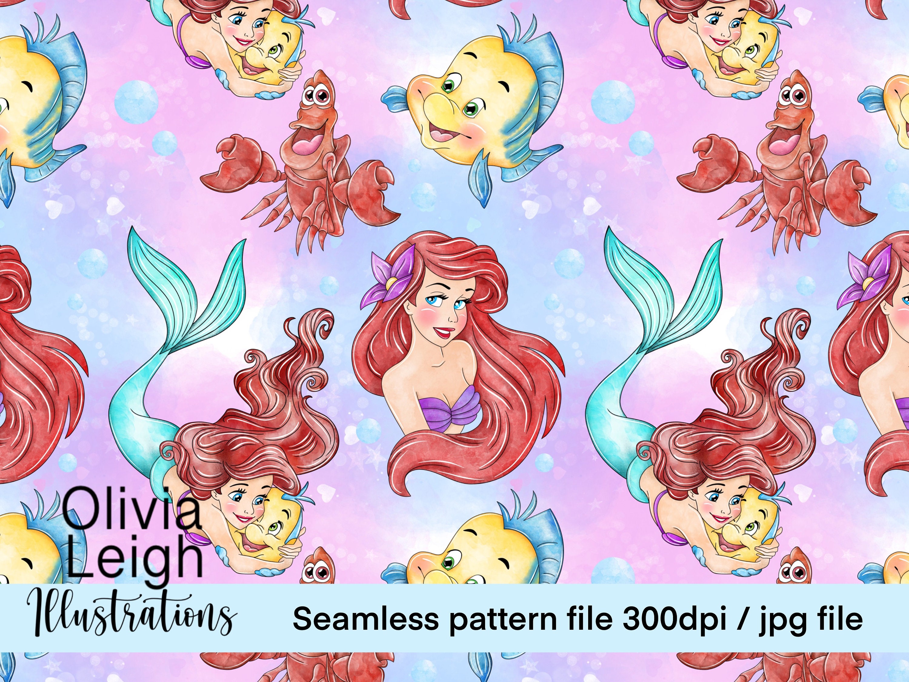 Bon De Réduction Ariel à Imprimer Modèle Sans Couture De Princesse Ariel Et Flet Mignon. Papier - Etsy Canada