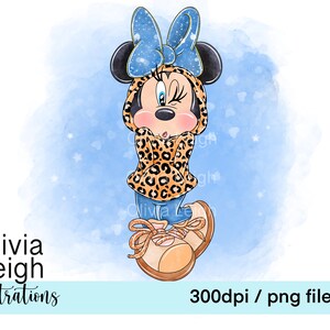 Minnie Cute Leopard Print Clipart PNG Files DOWNLOAD DIGITALE Stampabile a sublimazione per bambini