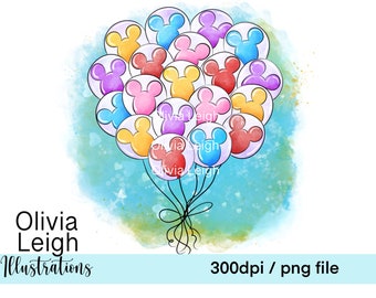 Cute Birthday Celebration Balloons Clipart Sublimation PNG Files DIGITAL DOWNLOAD Printable