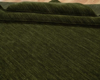 Handwoven Olive Green Gabbeh Wool Rug Solid Plain Minimal Handmade Modern Area Rug For Living Room Bedroom