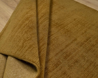 Handwoven Mustard Wool Gabbeh Rug, Solid Textured Minimal Design