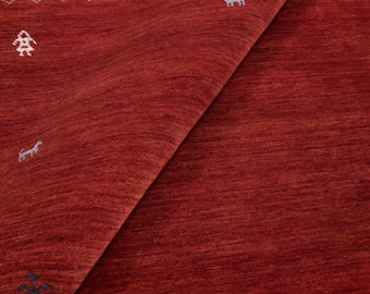 Tappeto in lana Gabbeh rosso tessuto a mano con motivo tribale minimale, bordo in lana massiccio fatto a mano, per soggiorno, camera da letto, arredamento moderno