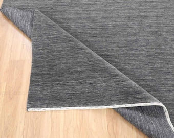 Handwoven Solid Grey Gabbeh Wool Rug | Plain Minimal Gabbeh Area Rug | Handmade Modern Wool Rug Living Room Bedroom Contemporary Home Décor