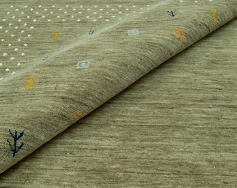Handwoven Green Gabbeh Wool Rug Minimal Tribal Border Handmade Modern Area Rug For Living Room Bedroom