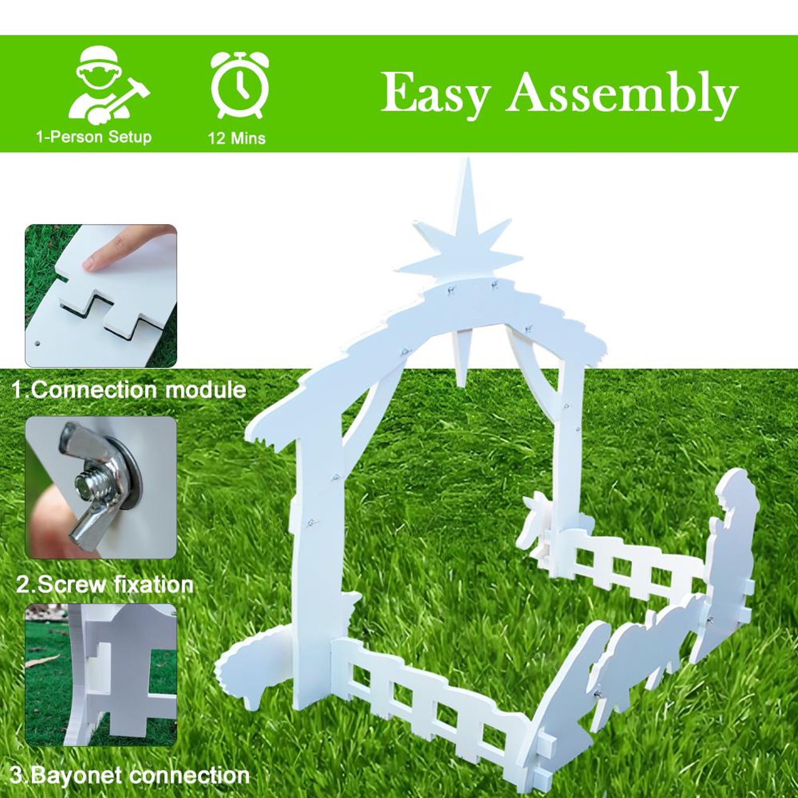 Pvc Nativity 4ft Outdoor Nativity Scene, Waterproof, Weather-resistant, Christmas ...