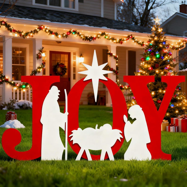 Pvc Nativity Outdoor Nativity Set – 48 Inches Joy Christmas Yard Sign, Waterproof ...
