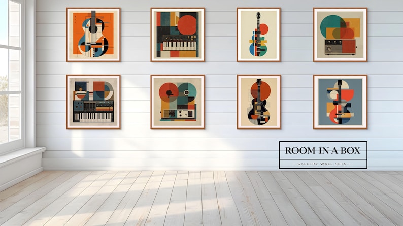 Mid-century Modern Music Prints, Abstract Instrument Gallery Wall Set ...