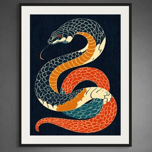 Year of the Snake Print, Minimalist Linocut Zodiac Art (Digital Download)