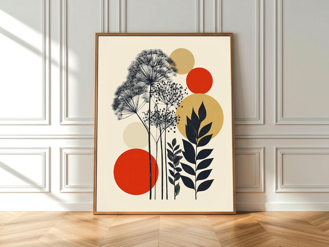 Mid Century Modern Botanical Wall Art, Abstract Autumn Floral Print ...