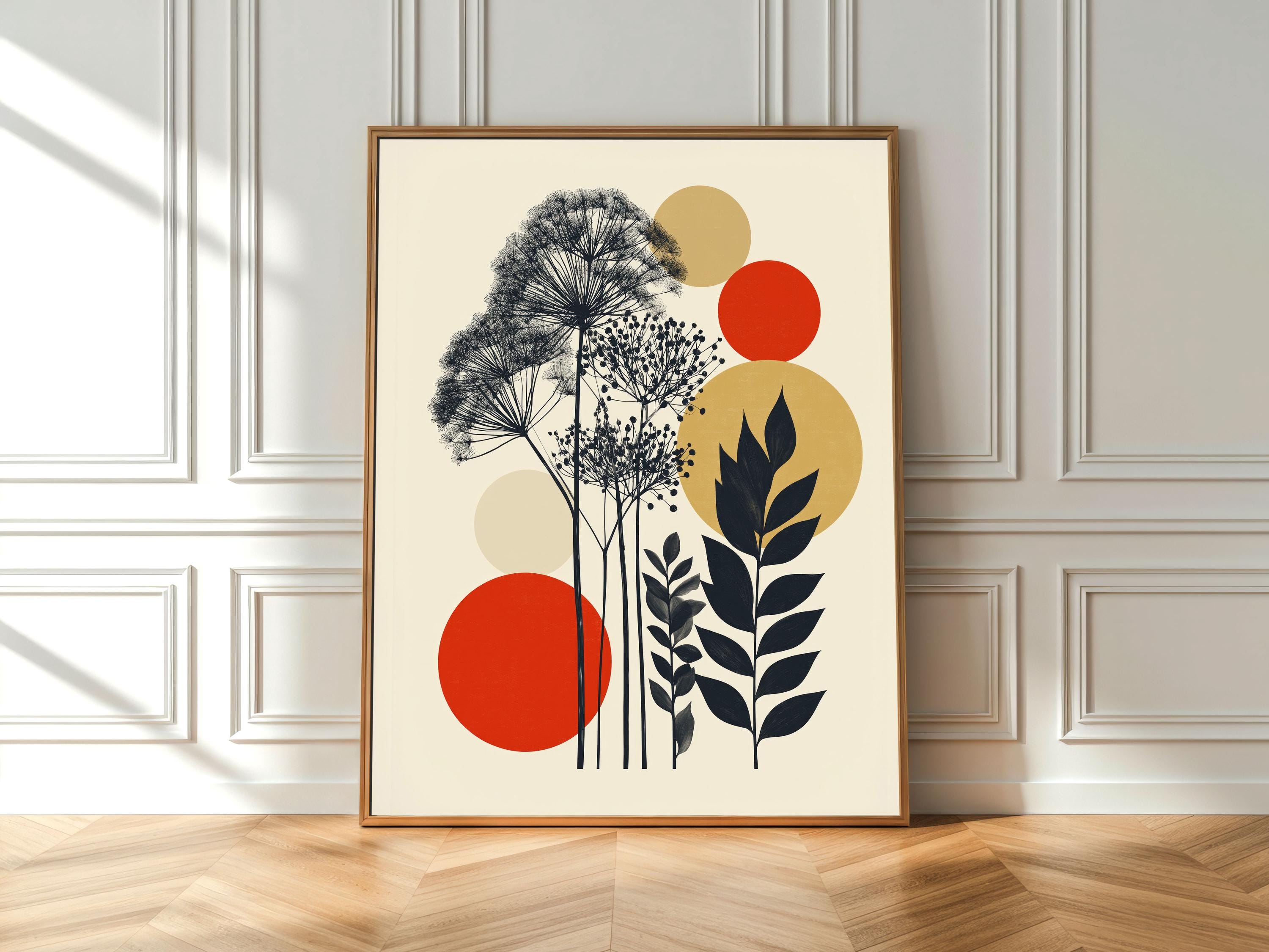 Mid Century Modern Botanical Wall Art, Abstract Autumn Floral Print ...