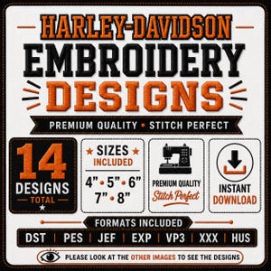 Moto bike Embroidery Design Bundle | Biker Logo Embroidery Pack | Motorcycle Embroidery Files | Vintage Skull Design, Instant Download