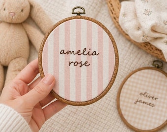 Personalized Baby Name Announcement Sign,Custom Nursery Name Sign,Baby Announcement Decor,Handmade Nursery Wall Art,Gingham Nursery Decor