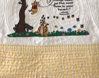 Winnie the Pooh baby quilt embroidered baby shower gift