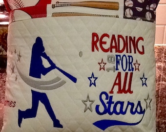 Boys/Girls Baseball Embroidered Reading Pillow Book Pillow