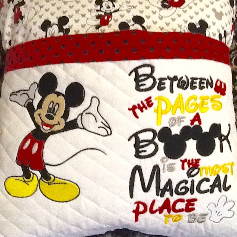 Mickey Mouse Reading Pillow Embroidered Book Pillow Disney Etsy