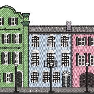 Rainbow Row Charleston Embroidery Design PES Only 6 x 10