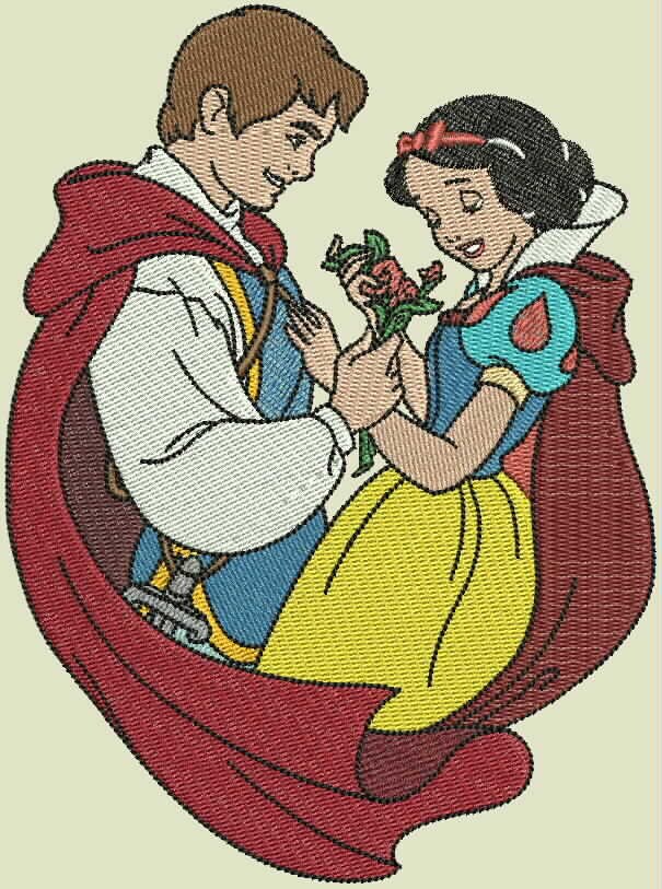 Snow White and the Prince Embroidery Design 5 x 7 PES only