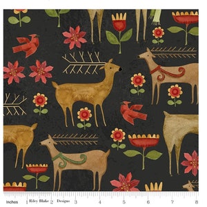 Kris Kringle Garden Fabric Gray Riley Blake Fabrics