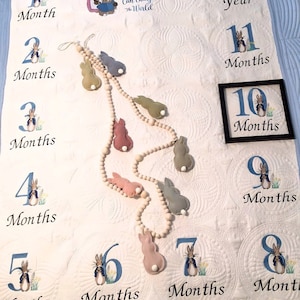Classic Beatrix Potter Milestone Blanket - Peter Rabbit Theme Quilt for Baby&#39;s First Year