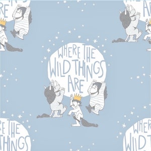 Where the Wild Things Are Blue Camelot Fabric by the yard cotton fabric