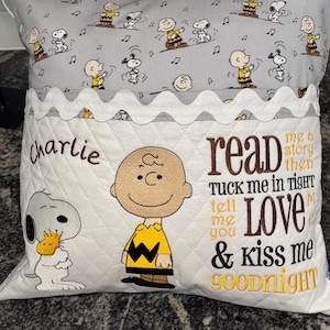 Charlie Brown Snoopy Embroidered Reading Pillow Book Pillow