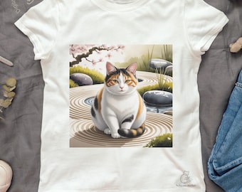 Calico Cat Zen Garden Art Print • Japanese Illustration (Digital Download)