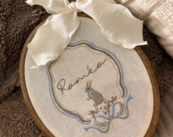 Tambourin bébé prénom bébé cadre prénom décoration cadeau naissance bébé doux chic baby shower annonce prénom bébé