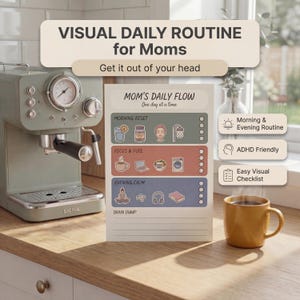 Mom's Visual Daily Routine Checklist, ADHD Friendly Morning Evening Flow (Digital Download)