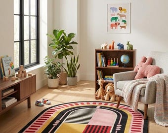 Luxus Oval Geometrische Teppich, Premium Modern Abstrakte Teppich für Wohnzimmer Schlafzimmer Dekor