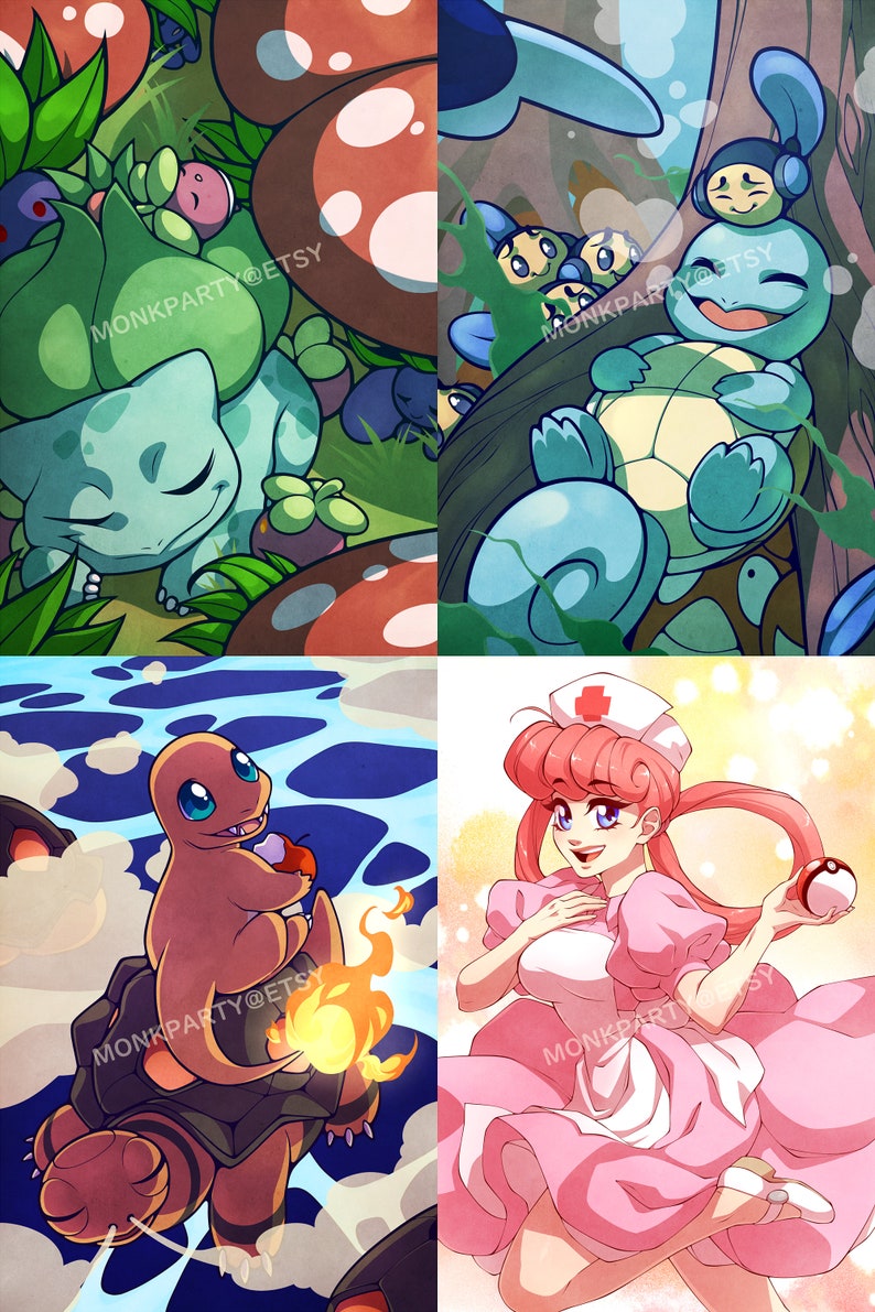 PKMN Character Prints 9 Designs Available image 2