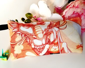 Woman and Dragon Pencil/Makeup Pouch || Original Design