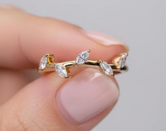 Marquise Cut Moissanite Bridal Ring, Simple Elegant Engagement & Promise Ring, Perfect Gift for Her, Wedding or Anniversary