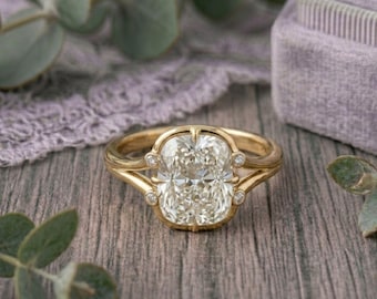 3.00 Ct Elongated Cushion Moissanite Ring Bezel Set Moissanite Engagement Ring 925 Silver Cushion Cut Diamond Ring Wedding Ring Gift