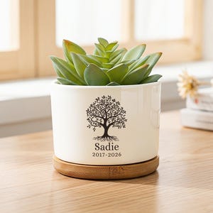 Maceta personalizada para suculentas conmemorativas, maceta personalizada con forma de árbol de la vida, regalo de recuerdo de condolencia, maceta botánica de cerámica para plantas de interior.