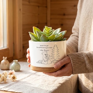 Björnblomkruka med julgransdesign, söt planteringslåda för björnälskare, suckulentkruka för skrivbordsdekoration, festlig accessoar till semesterhemmet