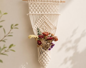 Boho Macrame Plant Hanger Handmade Cotton Rope Hanging Planter Basket Indoor Outdoor Flower Pot Holder Decor
