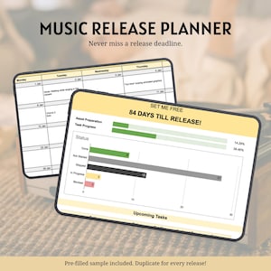 Planificateur de sorties musicales | Modèle de lancement de chanson et calendrier de contenu pour artistes indépendants (feuilles Google)