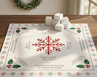 Christmas American Mahjong Mat, Charleston Guide Game Table Mat, Non Slip Mahjong Playing Mat, Holiday Mahjong Gift