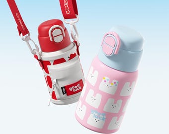 3-in-1 Insulated Water Bottle with Straw, 22oz Leakproof Kawaii Travel Cup for Her | Sidagar