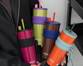 Sidagar 24 oz Insulated Tumbler with Straw: Reusable Smoothie Cup for Women