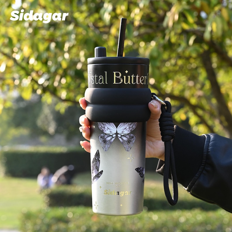 Sidagar Insulated Water Bottle: 24oz Coffee Mug For Women, Leak-Proof Temubler Straw Lid image 16
