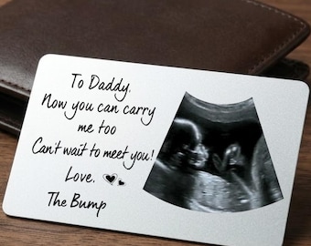 Personalized Daddy Ultrasound Wallet Card, Custom Photo Aluminum Card for Dad, New Dad Father’s Day Gift