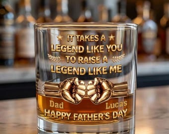 It Takes A Legend Like You Whiskey Glass, Personalized Father’s Day Whiskey Glass Gift for Dad Grandpa Husband