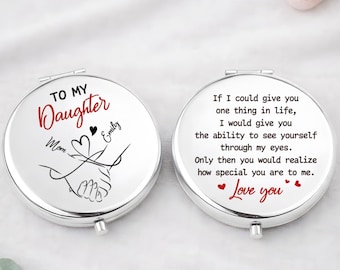 Personalized To My Daughter Compact Mirror, Custom Pocket Mirror Gift From Mom, Inspirational Makeup Mirror, Birthday Gift for Daughter