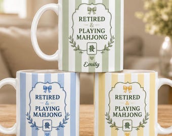 Personalized Retired And Playing Mahjong Mug, Custom Mahjong Retirement Gift, Funny Mahjong Lover Cup, Retirement Gift for Her