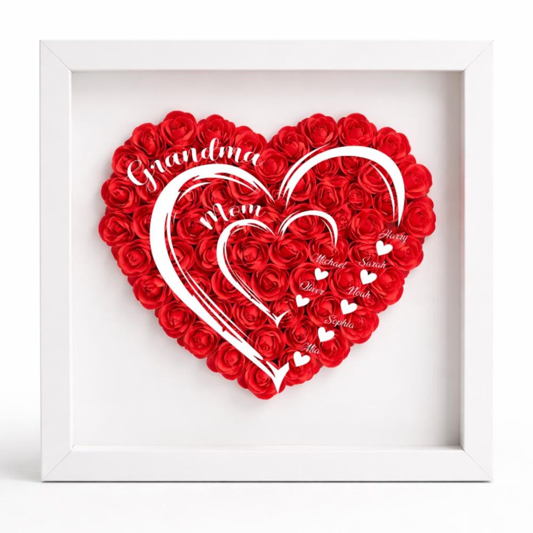 Personalized Grandma Hearts Mom Hearts Flower Box With Names, Custom ...