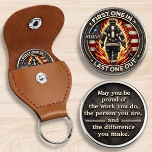 First One In Firefighter Pocket Hug - Personalized Fireman Keepsake Token, Sentimental Gift for Firefighter Lover on Birthday