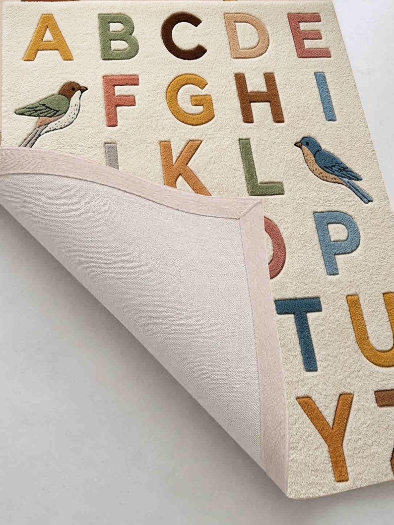 Hand Tufted Alphabet Learning Rug | Kids Room, Playroom, Montessori, Educational, Preschool, Nursery Rug image 12